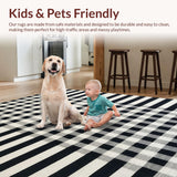 Ultra Soft Area Rug, Non Slip, Stain Resistant, Washable Area Rugs for Living Room, Bedroom, Timeless Dual-Tone Linear Pattern Woven Rug For Sophisticated Spaces(Black)