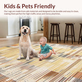 Ultra Soft Area Rug, Non Slip, Stain Resistant, Washable Area Rugs for Living Room, Bedroom, Playful Brown and White Pattern(Beige)