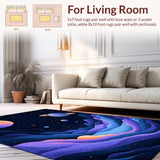 Ultra Soft Area Rug, Non Slip, Stain Resistant, Washable Area Rugs for Living Room, Bedroom, Vibrant Cosmic Planetary Aesthetic(Purple)