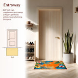 Ultra Soft Area Rug, Non Slip, Stain Resistant, Washable Area Rugs for Living Room, Bedroom, Striking Colorful Petal Composition(Orange)