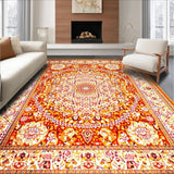 Ultra Soft Area Rug, Non Slip, Stain Resistant, Washable Area Rugs for Living Room, Bedroom, Vibrant Circle Mandala Aesthetic(Gold)