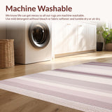 Ultra Soft Area Rug, Non Slip, Stain Resistant, Washable Area Rugs for Living Room, Bedroom, Artful Serene Beachy Stripe Scheme(Purple)