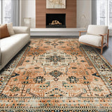 Ultra Soft Area Rug, Non Slip, Stain Resistant, Washable Area Rugs for Living Room, Bedroom, Chic Faded Diamond Pattern(Brown)