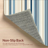 Ultra Soft Area Rug, Non Slip, Stain Resistant, Washable Area Rugs for Living Room, Bedroom, Beachy Stripe Coastal Area in Beige and Blue Hues(Beige)