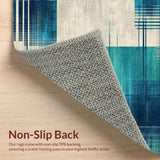 Ultra Soft Area Rug, Non Slip, Stain Resistant, Washable Area Rugs for Living Room, Bedroom, Dynamic Modern Curvilinear Pattern(Blue)
