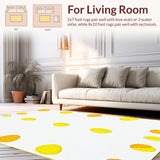 Ultra Soft Area Rug, Non Slip, Stain Resistant, Washable Area Rugs for Living Room, Bedroom, Artistic Colorful Graphic Elements(White)