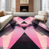 Ultra Soft Area Rug, Non Slip, Stain Resistant, Washable Area Rugs for Living Room, Bedroom, Vibrant Geometric Color Block(Pink)