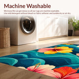 Ultra Soft Area Rug, Non Slip, Stain Resistant, Washable Area Rugs for Living Room, Bedroom, Hawaiian Inspired Surfboard Printed Rug Tropical Beach Themed Floor Mat(Blue)