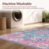 Ultra Soft Area Rug, Non Slip, Stain Resistant, Washable Area Rugs for Living Room, Bedroom, Artful Colorful Medallion Pattern(Blue)