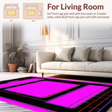 Ultra Soft Area Rug, Non Slip, Stain Resistant, Washable Area Rugs for Living Room, Bedroom, Bold Abstract Gaming Aesthetic(Pink)