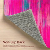 Ultra Soft Area Rug, Non Slip, Stain Resistant, Washable Area Rugs for Living Room, Bedroom, Bold Colorful Dynamic Brushstrokes(Pink)