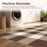 Ultra Soft Area Rug, Non Slip, Stain Resistant, Washable Area Rugs for Living Room, Bedroom, Rustic Earthy Checked Aesthetic(Brown)