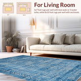 Ultra Soft Area Rug, Non Slip, Stain Resistant, Washable Area Rugs for Living Room, Bedroom, Chic Bow Accent Rug with Soft Blue Tones and Elegant Curved Lines Design(Blue)