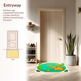 Ultra Soft Area Rug, Non Slip, Stain Resistant, Washable Area Rugs for Living Room, Bedroom, Round Moss-Inspired Bath Mat for Aesthetic Bathrooms(Blue)