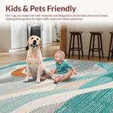Ultra Soft Area Rug, Non Slip, Stain Resistant, Washable Area Rugs for Living Room, Bedroom, Gray and Teal Surf Board Rug Featuring Stylized Turtle and Ocean Ripples(Gray)