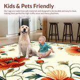 Botanical Bliss Poppy Inspired with Leafy Motifs(Red)