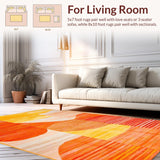 Ultra Soft Area Rug, Non Slip, Stain Resistant, Washable Area Rugs for Living Room, Bedroom, Artistic Flowing Curve Composition(Orange)