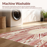 Ultra Soft Area Rug, Non Slip, Stain Resistant, Washable Area Rugs for Living Room, Bedroom, Boho Sunburst Rug Round Beige/Burgundy(Red)