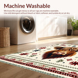 Ultra Soft Area Rug, Non Slip, Stain Resistant, Washable Area Rugs for Living Room, Bedroom, Whimsical Farm Life Character Design(Brown)