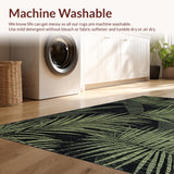 Ultra Soft Area Rug, Non Slip, Stain Resistant, Washable Area Rugs for Living Room, Bedroom, Tropical Monochrome Floral Elegance(Black)