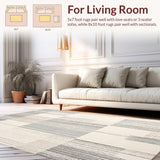 Ultra Soft Area Rug, Non Slip, Stain Resistant, Washable Area Rugs for Living Room, Bedroom, Beige Boho Geometric Runner Modern Abstract Design(Beige)