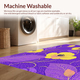 Ultra Soft Area Rug, Non Slip, Stain Resistant, Washable Area Rugs for Living Room, Bedroom, Charming Purple Floral Accent(Purple)