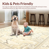 Ultra Soft Area Rug, Non Slip, Stain Resistant, Washable Area Rugs for Living Room, Bedroom, Grand Millennial Style Area Beige Geometric Animal Print(Beige)