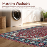 Ultra Soft Area Rug, Non Slip, Stain Resistant, Washable Area Rugs for Living Room, Bedroom, Sophisticated Diamond Lattice Style(Red)