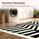 Ultra Soft Area Rug, Non Slip, Stain Resistant, Washable Area Rugs for Living Room, Bedroom, Reversible Patio Area with Modern Chevron Stripes and Contrast Borders(Black)