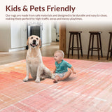 Ultra Soft Area Rug, Non Slip, Stain Resistant, Washable Area Rugs for Living Room, Bedroom, Sunrise Blush Rug: Modern Ombre, Geometric Elegance(Orange)