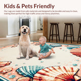 Ultra Soft Area Rug, Non Slip, Stain Resistant, Washable Area Rugs for Living Room, Bedroom, Playful Coastal Color Burst(Beige)