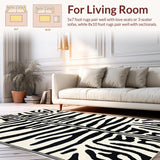 Ultra Soft Area Rug, Non Slip, Stain Resistant, Washable Area Rugs for Living Room, Bedroom, Ivory Black Zebra Print Hallway Runner Rug Non-Shedding(White)