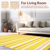Ultra Soft Area Rug, Non Slip, Stain Resistant, Washable Area Rugs for Living Room, Bedroom, Fresh Contemporary Stripe Design(Yellow)