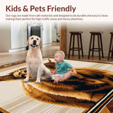 Ultra Soft Area Rug, Non Slip, Stain Resistant, Washable Area Rugs for Living Room, Bedroom, Distinctive Fluffy Highland Design(Brown)