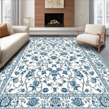 Ultra Soft Area Rug, Non Slip, Stain Resistant, Washable Area Rugs for Living Room, Bedroom, Lush Curved Floral Aesthetic(White)