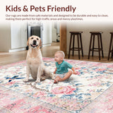 Ultra Soft Area Rug, Non Slip, Stain Resistant, Washable Area Rugs for Living Room, Bedroom, Playful Garden Party Vibe(White)