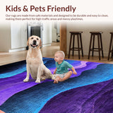 Ultra Soft Area Rug, Non Slip, Stain Resistant, Washable Area Rugs for Living Room, Bedroom, Chic Purple and Blue Harmony(Purple)