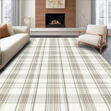 Minimalist Neutral Tartan Area with Beige and Sand Plaid Design(Beige)