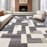Ultra Soft Area Rug, Non Slip, Stain Resistant, Washable Area Rugs for Living Room, Bedroom, Chic Neutral Toned Linear Design(Gray)