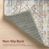 Ultra Soft Area Rug, Non Slip, Stain Resistant, Washable Area Rugs for Living Room, Bedroom, Elegant Low Pile Tiled Design(Gray)