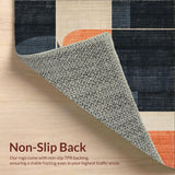 Ultra Soft Area Rug, Non Slip, Stain Resistant, Washable Area Rugs for Living Room, Bedroom, Modern Geometric Rug in Charcoal, Cream, and Peach Color Palette(Gray)