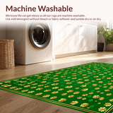 Ultra Soft Area Rug, Non Slip, Stain Resistant, Washable Area Rugs for Living Room, Bedroom, Rustic Four-Leaf Clover Motif(Green)