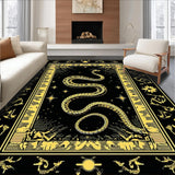 Ultra Soft Area Rug, Non Slip, Stain Resistant, Washable Area Rugs for Living Room, Bedroom, Elegant Black and Gold Print(Black)