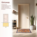 Ultra Soft Area Rug, Non Slip, Stain Resistant, Washable Area Rugs for Living Room, Bedroom, Lively Colorful Ethnic Motif Design(Orange)