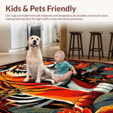 Ultra Soft Area Rug, Non Slip, Stain Resistant, Washable Area Rugs for Living Room, Bedroom, Rustic Colorful Textured Design(Red)