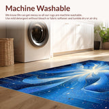 Ultra Soft Area Rug, Non Slip, Stain Resistant, Washable Area Rugs for Living Room, Bedroom, Geometric Galaxy Cosmic Design Blue and Silver(Blue)