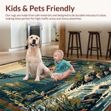 Ultra Soft Area Rug, Non Slip, Stain Resistant, Washable Area Rugs for Living Room, Bedroom, Vibrant Wildlife Scene with Bass(Brown)