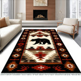 Ultra Soft Area Rug, Non Slip, Stain Resistant, Washable Area Rugs for Living Room, Bedroom, Cozy Earth Tones Bear Design(Red)