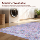 Ultra Soft Area Rug, Non Slip, Stain Resistant, Washable Area Rugs for Living Room, Bedroom, Elegant Antique Geometric Fusion(Purple)