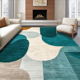 Ultra Soft Area Rug, Non Slip, Stain Resistant, Washable Area Rugs for Living Room, Bedroom, Modern Abstract Teal Living Room Pet-Friendly Rug(Beige)